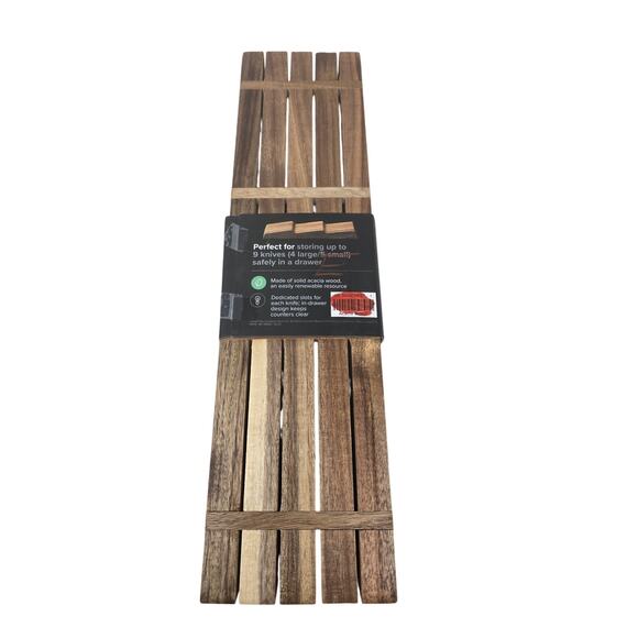 The Conrainer Store Rowan Small Acacia In Drawer Knife Storage 4" X 17" X 2" H - Picture 3 of 4